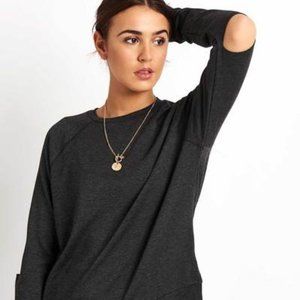 Charcoal Heather Slashes Raglan Crew Pullover